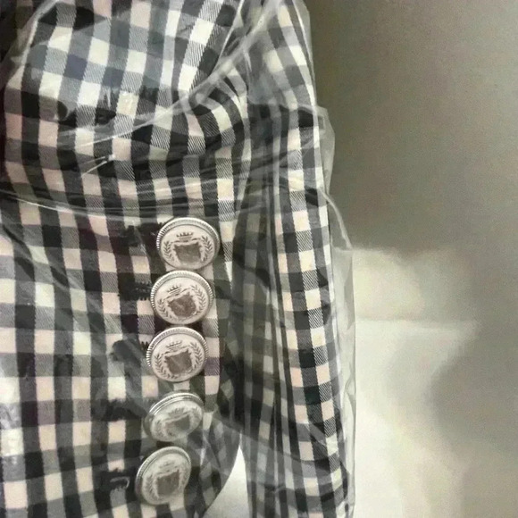 Veronica Beard Dickey Jacket Blazer Size 2 Black/Ecru Gingham Plaid Check - Picture 7 of 12